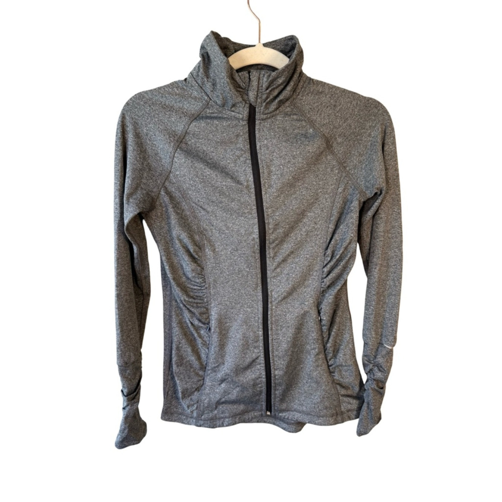 Hyba Heather Gray Athletic Zip-Up Jacket Size XS Activewear Athleisure Workout